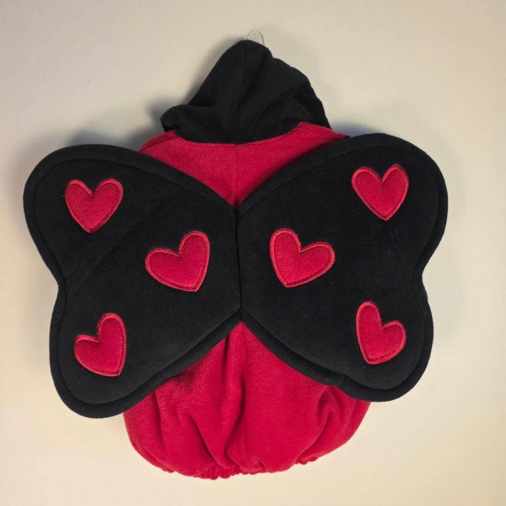 Old Navy Ladybug Costume Toddler 2T-3T Red Black Fleece Hooded Wings Heart Wings